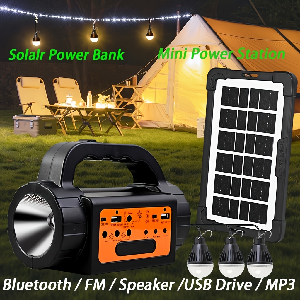 Outdoor Camping Kit - Solar Rechargeable Camping Lights Outdoor, Powered
