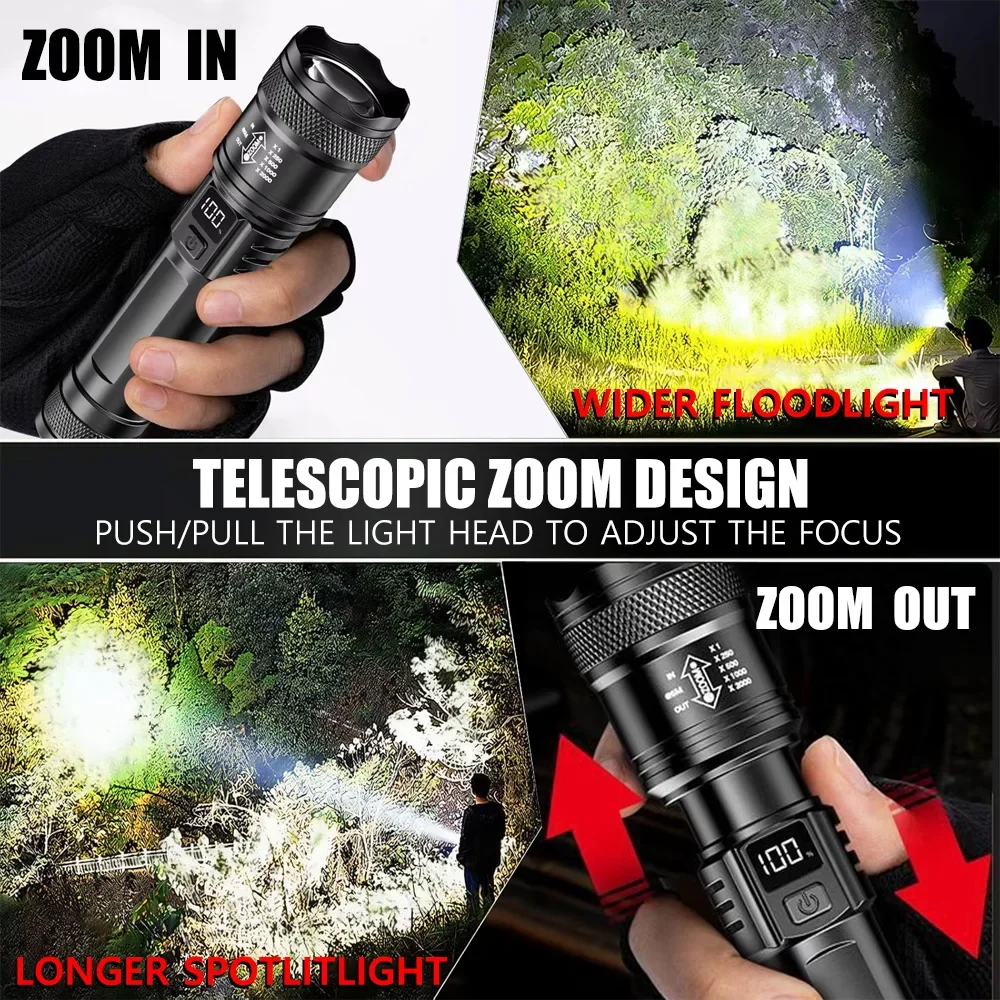 100000LM Super Bright Flashlig - Outdoor Camping Adventure Lamp のレビューと価格