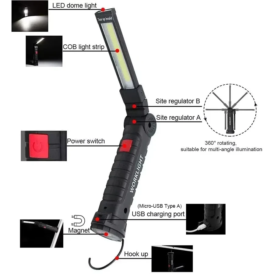 Rechargeable Magnetic Work Lig - Outdoor Camping Light Portable のレビューと価格
