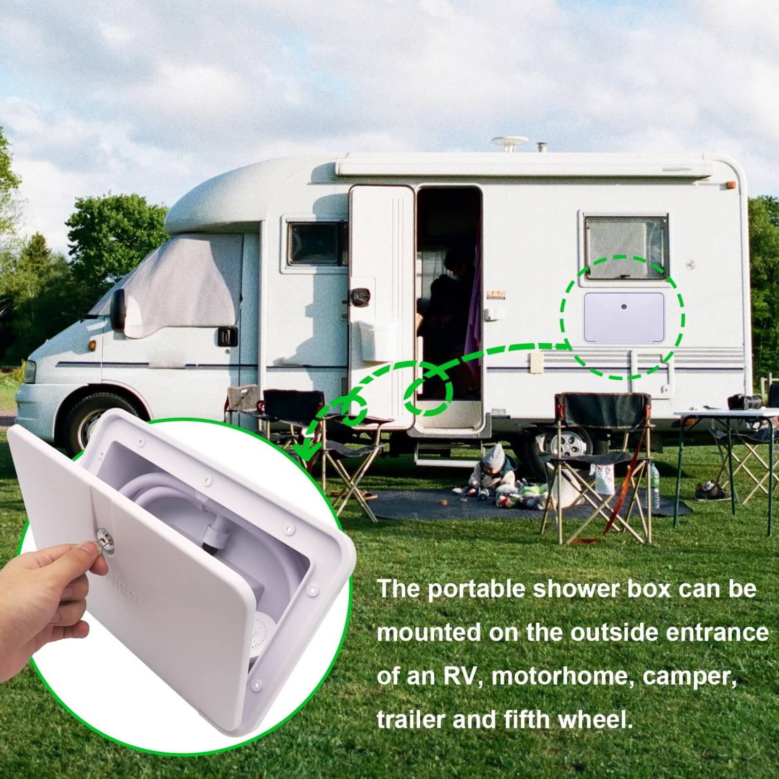 RV Exterior Shower Box Compact - Outdoor Camping Kit のレビューと価格