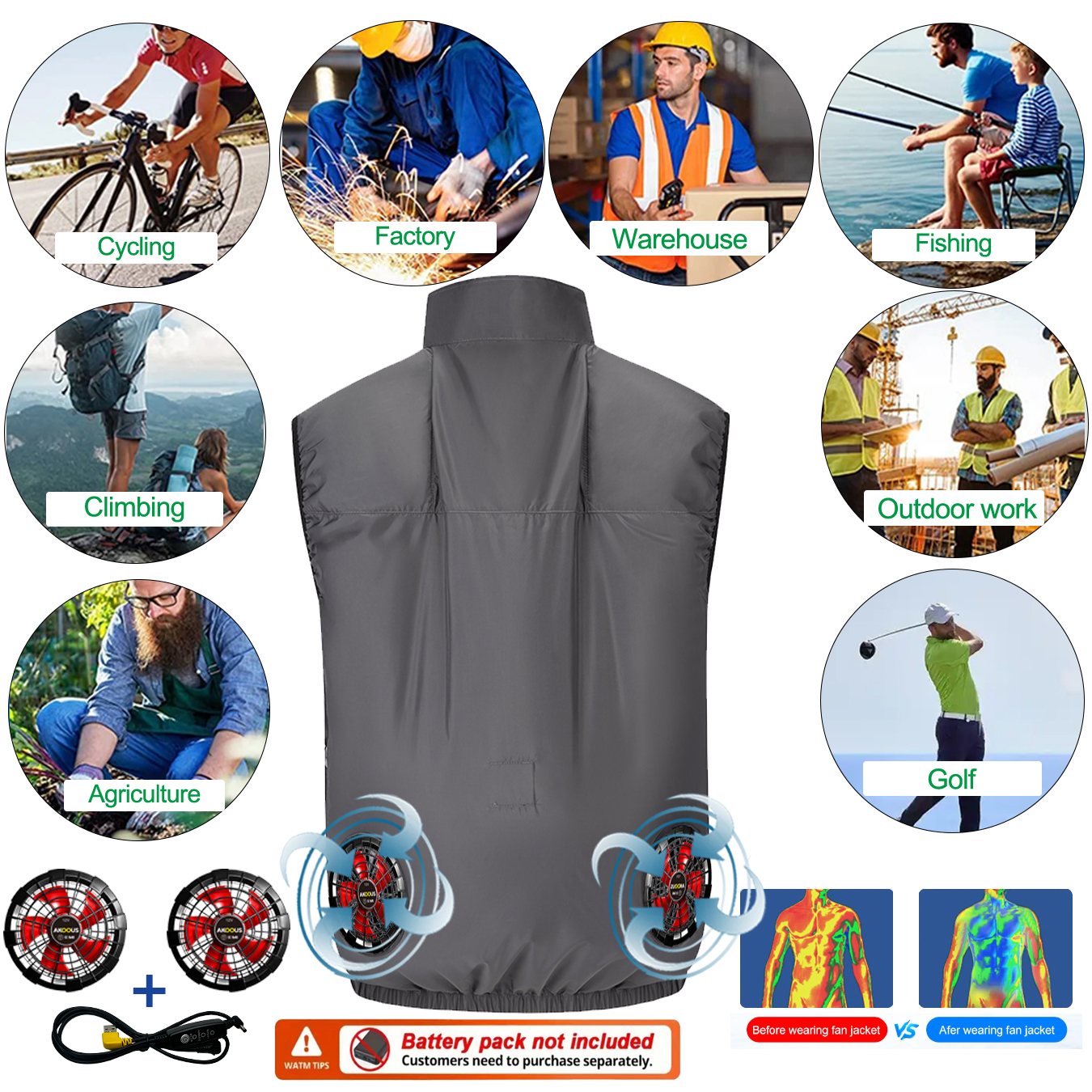 12V/5V USB Men Cooling Fan Ves - Outdoor Camping Air Conditioner のレビューと価格