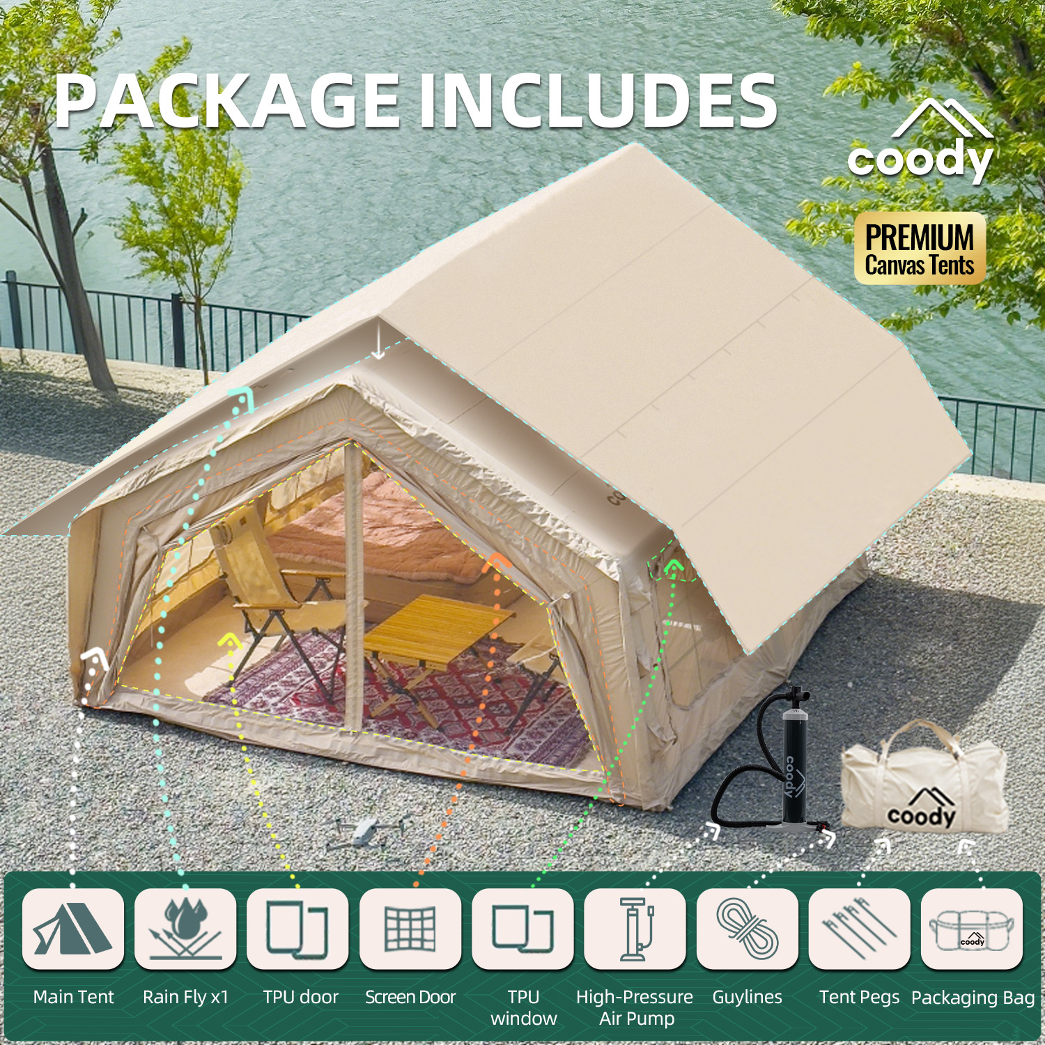 Coody 13.6 Air Tent-Beige Infl - Outdoor Camping And Glamping のレビューと価格
