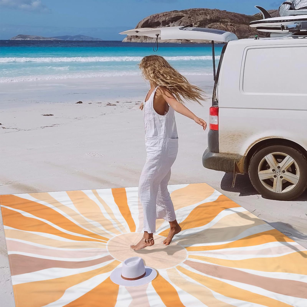 Waterproof Striped Beach Mat f - Outdoor Camping Activities For Adults のレビューと価格